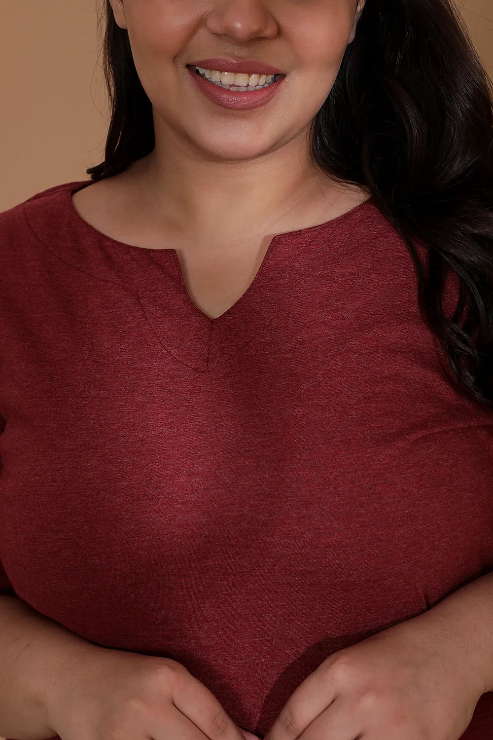 Maroon Milange Longline Tunic