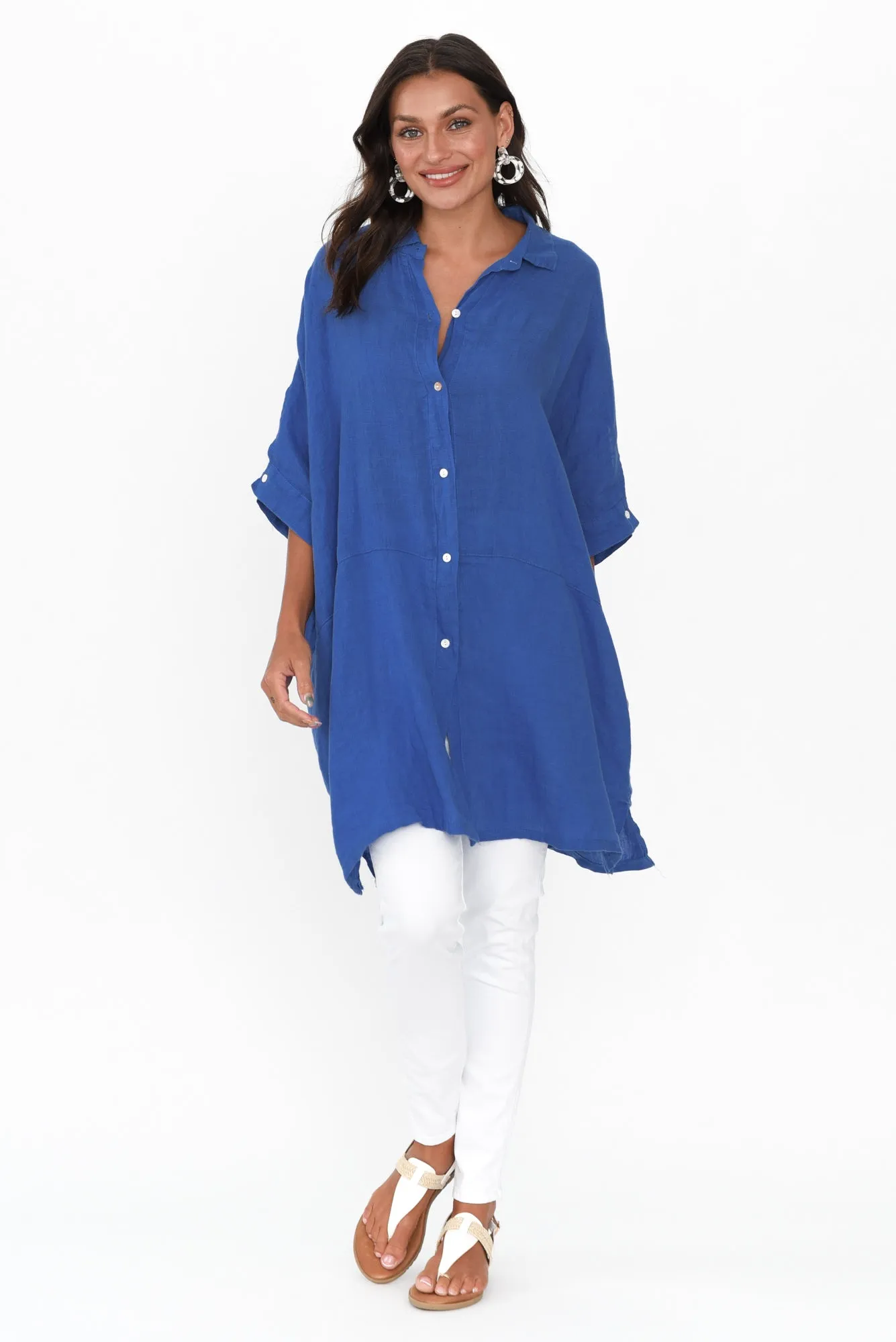 McKenna Ocean Linen Button Tunic