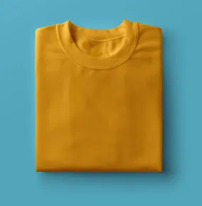 Men's Cotton Minimalist Half Sleeves T-shirt (Mustard Yellow)