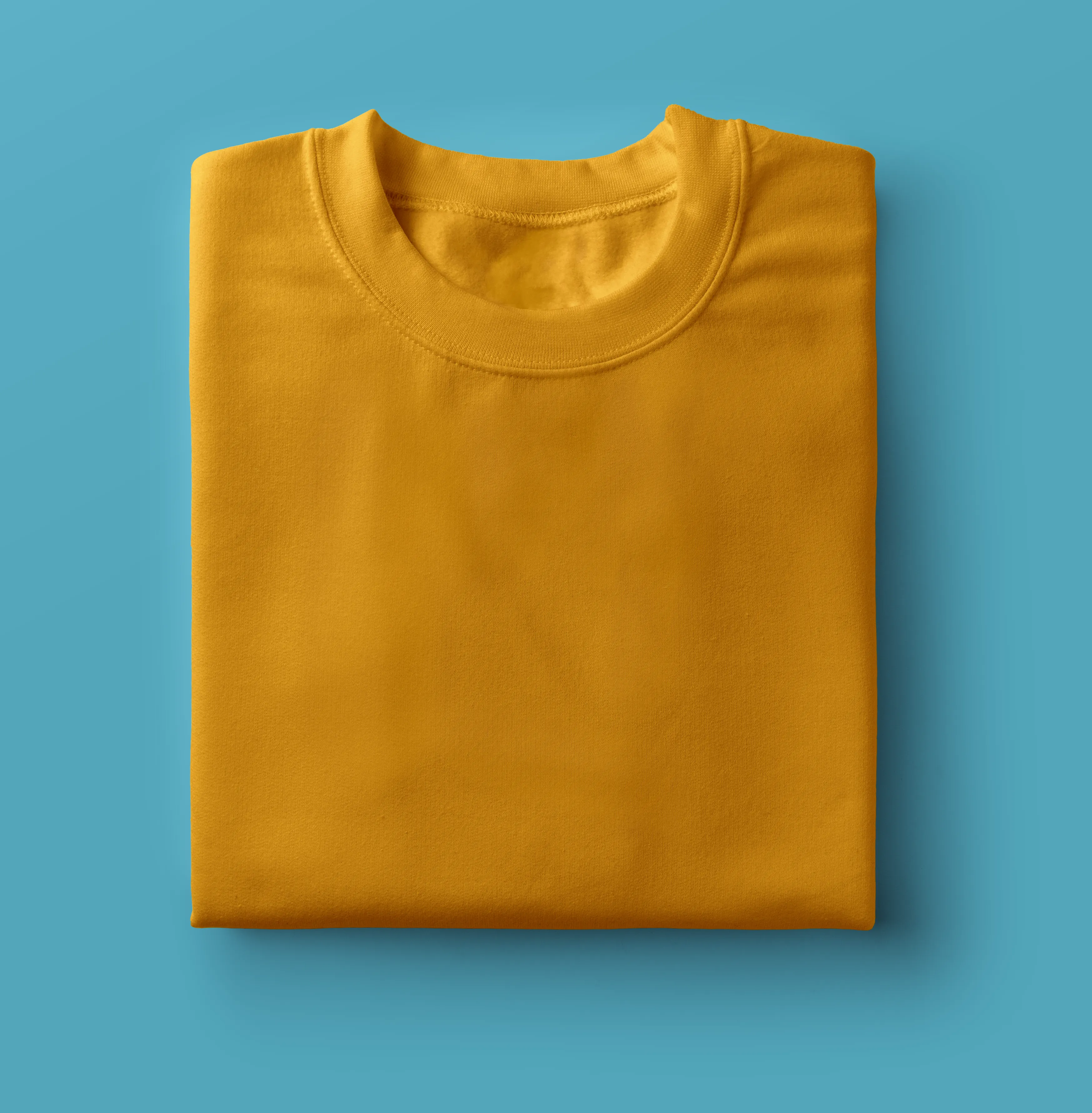 Men's Cotton Minimalist Half Sleeves T-shirt (Mustard Yellow)