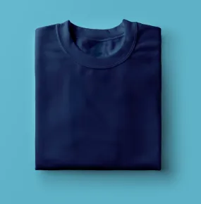 Men's Cotton Minimalist Half Sleeves T-shirt (Navy Blue)