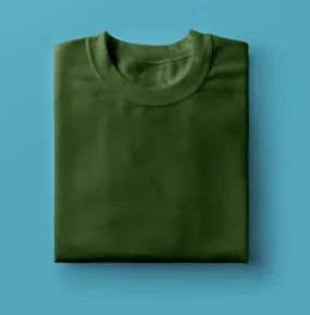 Men's Cotton Minimalist Half Sleeves T-shirt (Olive Green)