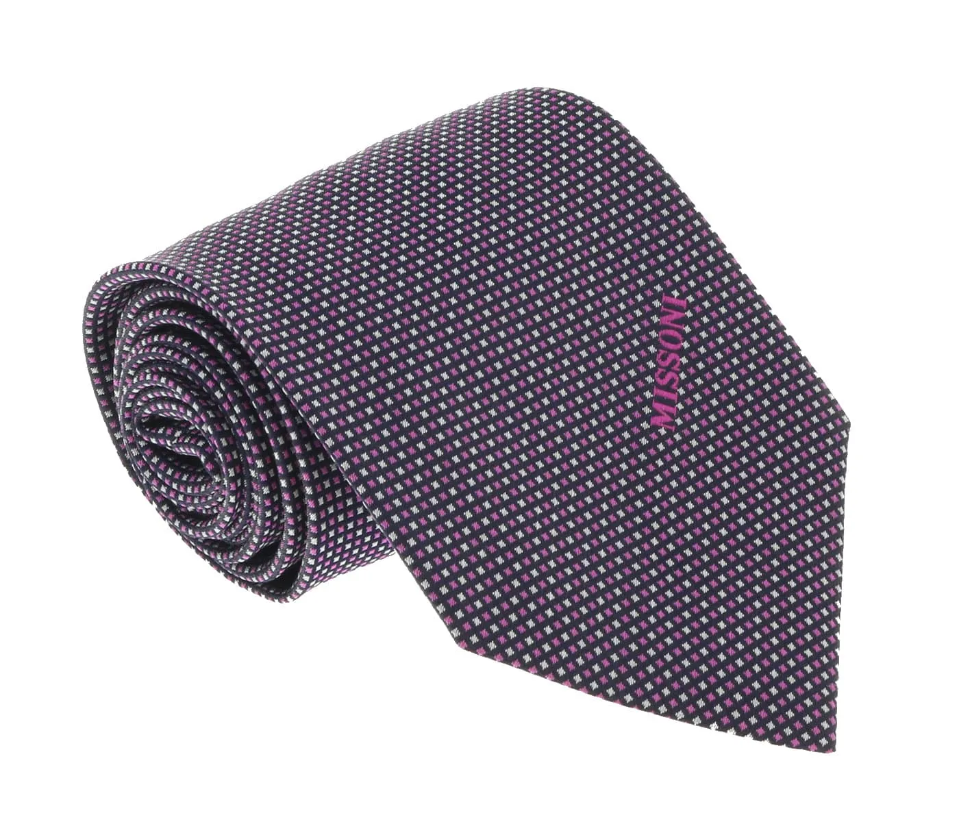 Missoni U4979 Purple/Silver Graph Check Pure Silk Tie