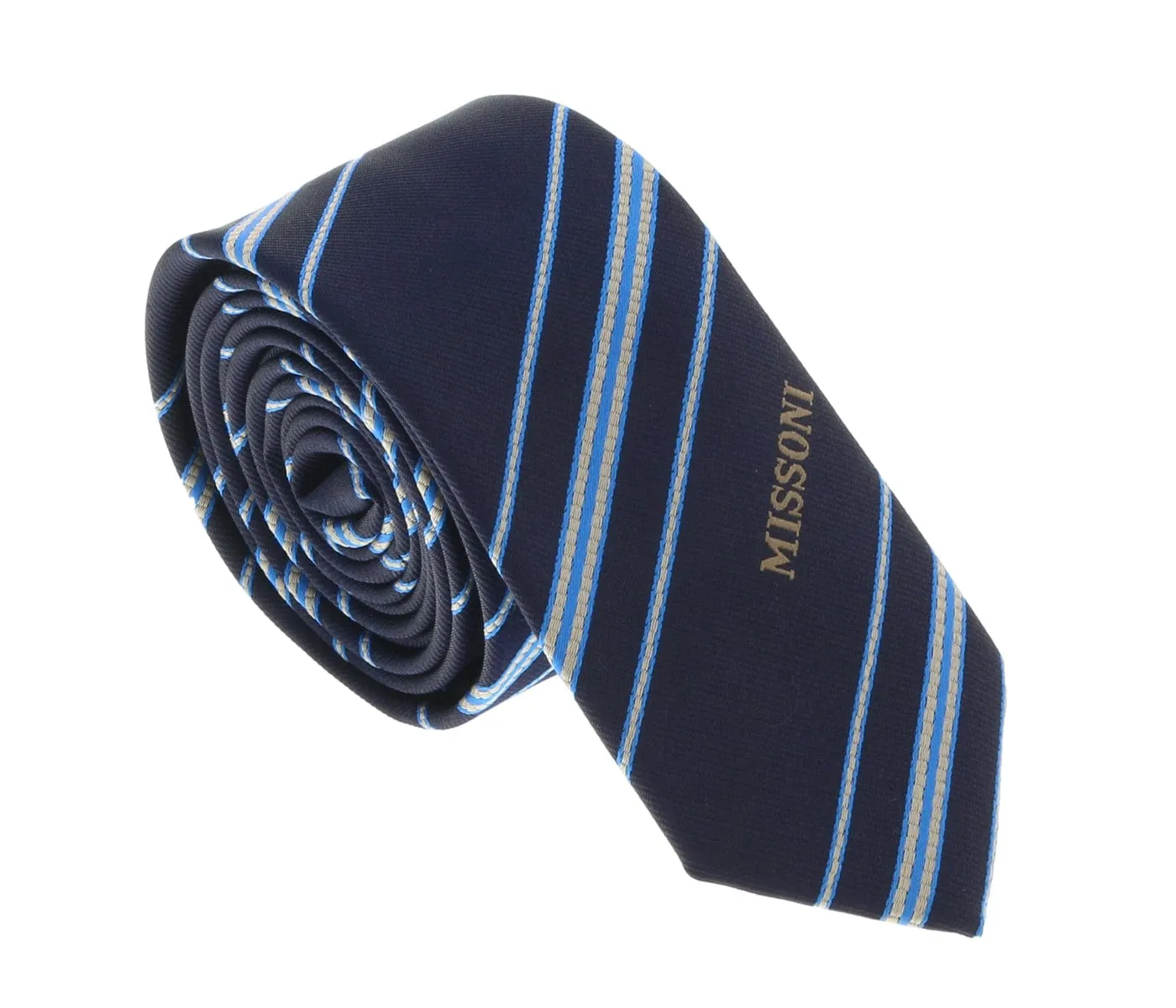 Missoni U5026 Navy/Silver Repp Pure Silk Tie