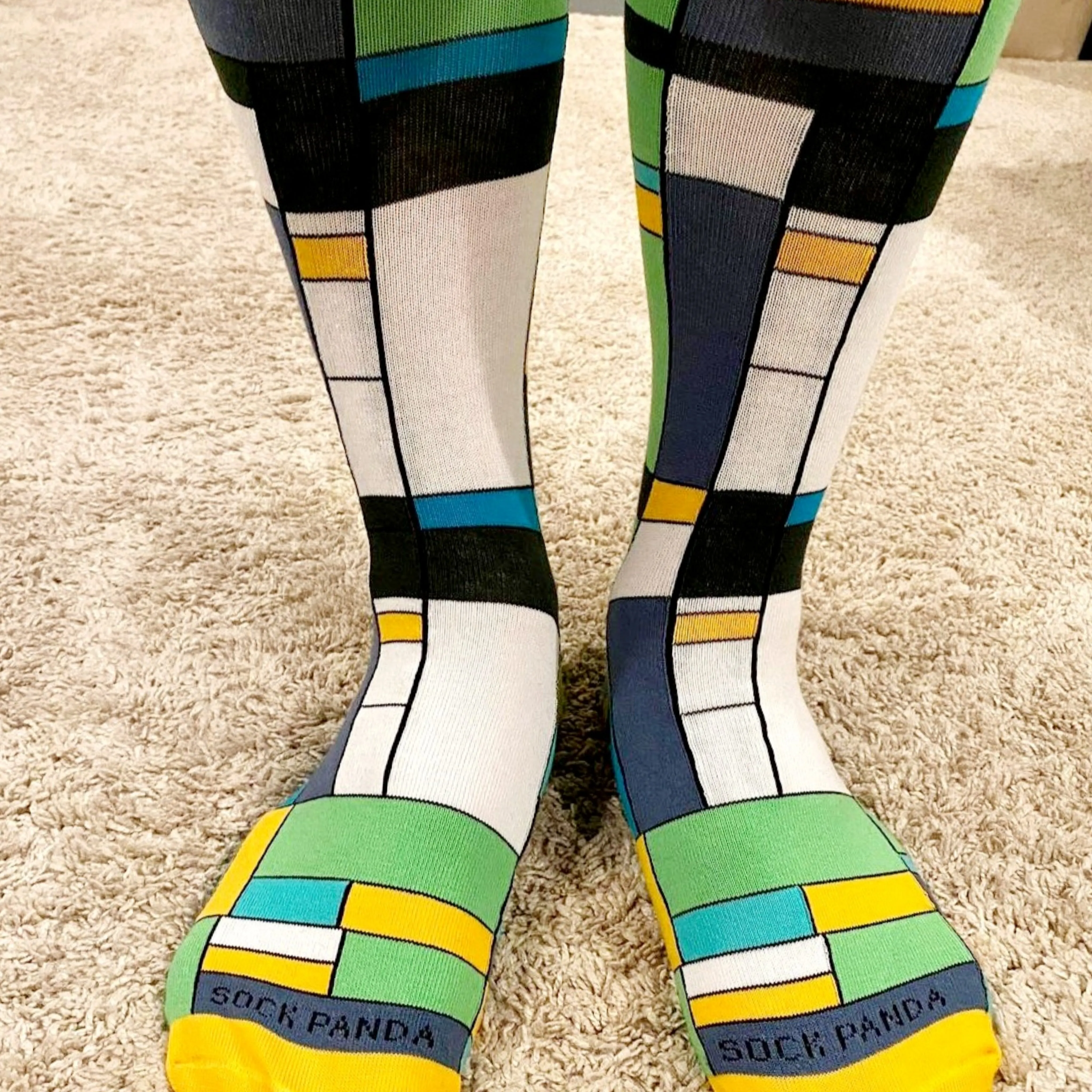 Mondrian Style Block Art Socks from the Sock Panda (Adult Large - Men's Shoe Sizes 8-12)