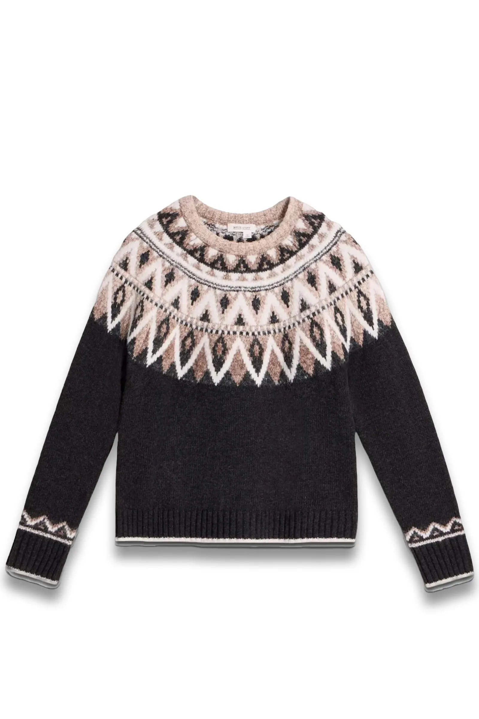 Monochrome Fair Isle Wool Blend Jumper, Black/Multi