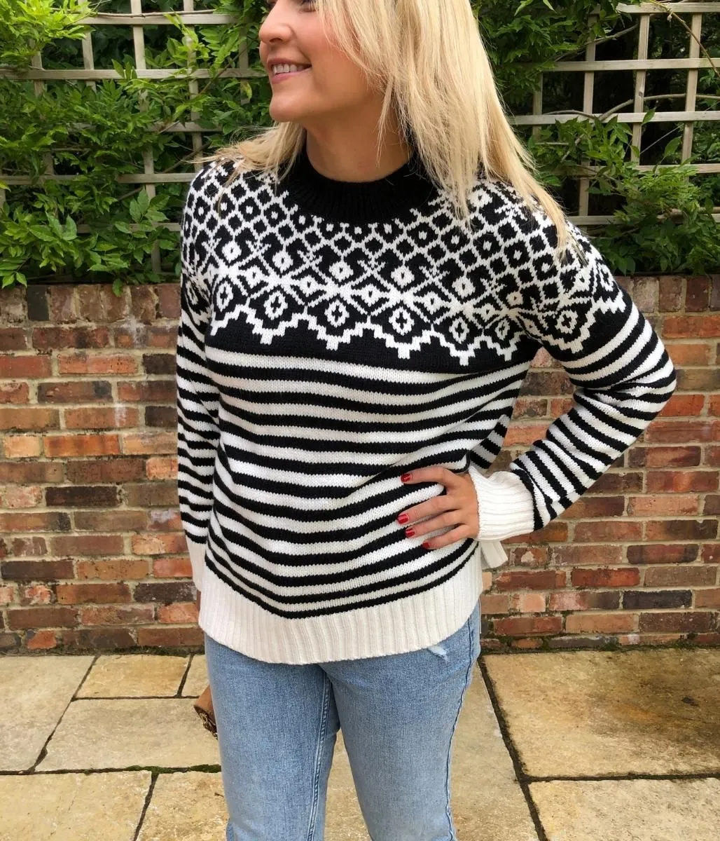 Monochrome Fairisle Relaxed Jumper 8/10