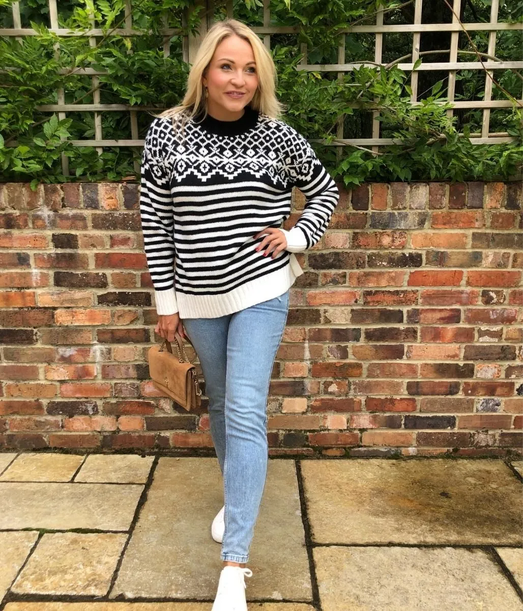 Monochrome Fairisle Relaxed Jumper 8/10