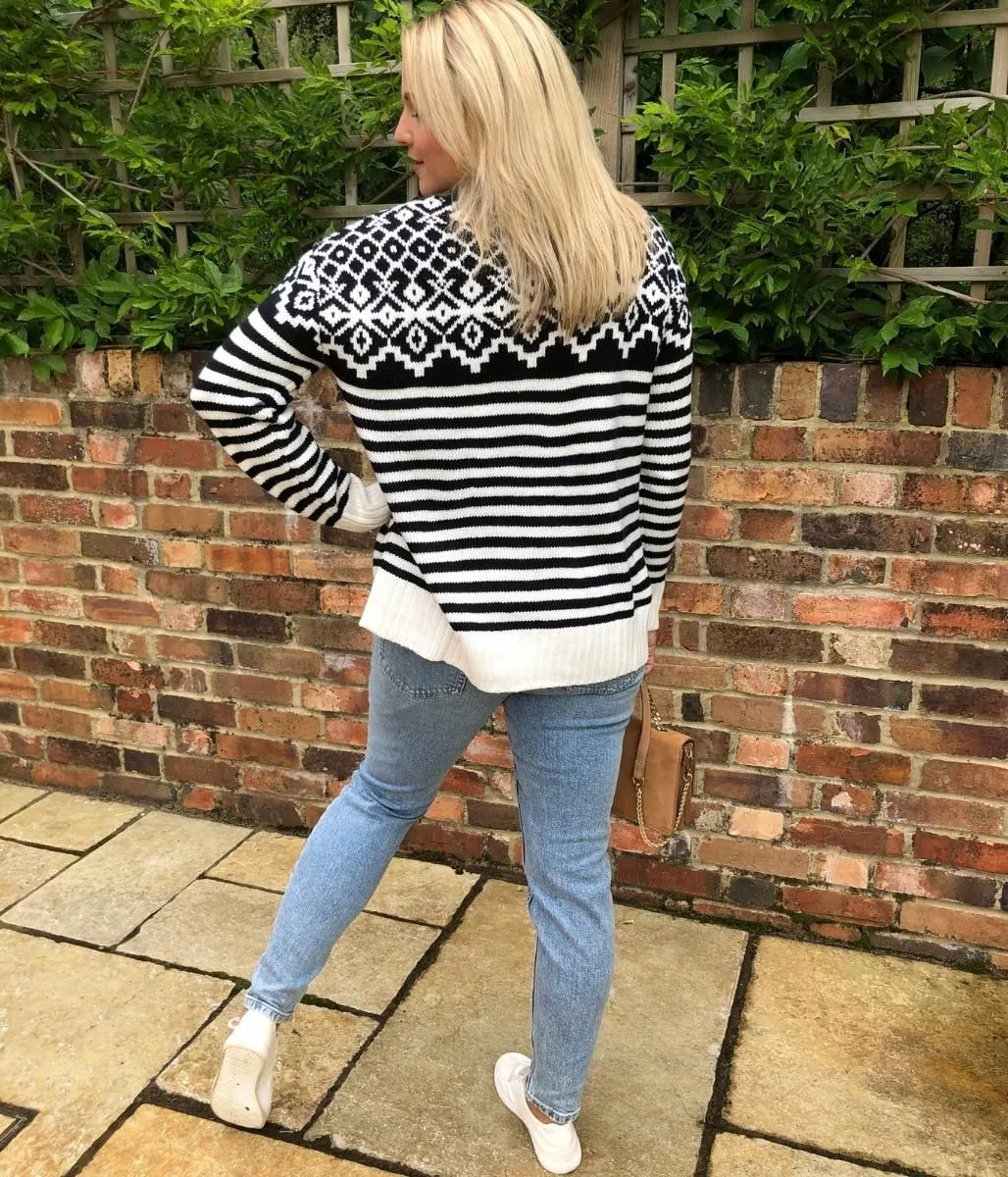 Monochrome Fairisle Relaxed Jumper 8/10