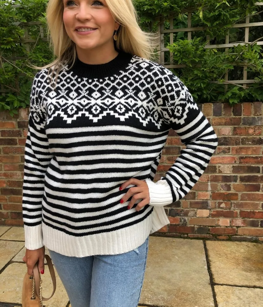 Monochrome Fairisle Relaxed Jumper 8/10