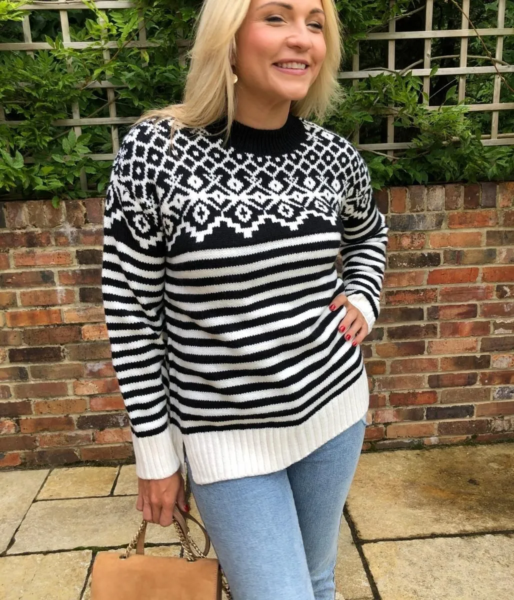 Monochrome Fairisle Relaxed Jumper 8/10