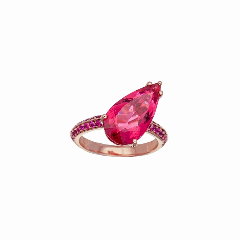 Monochrome Rubellite Tourmaline Ring