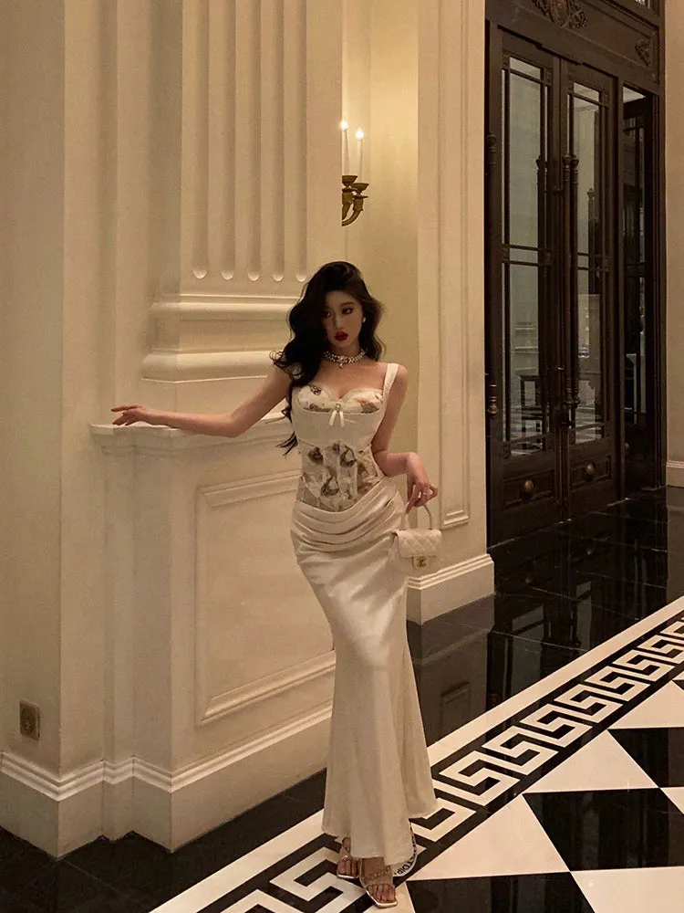 New sexy lace top   skirt two piece suit for women long party dress     S5594