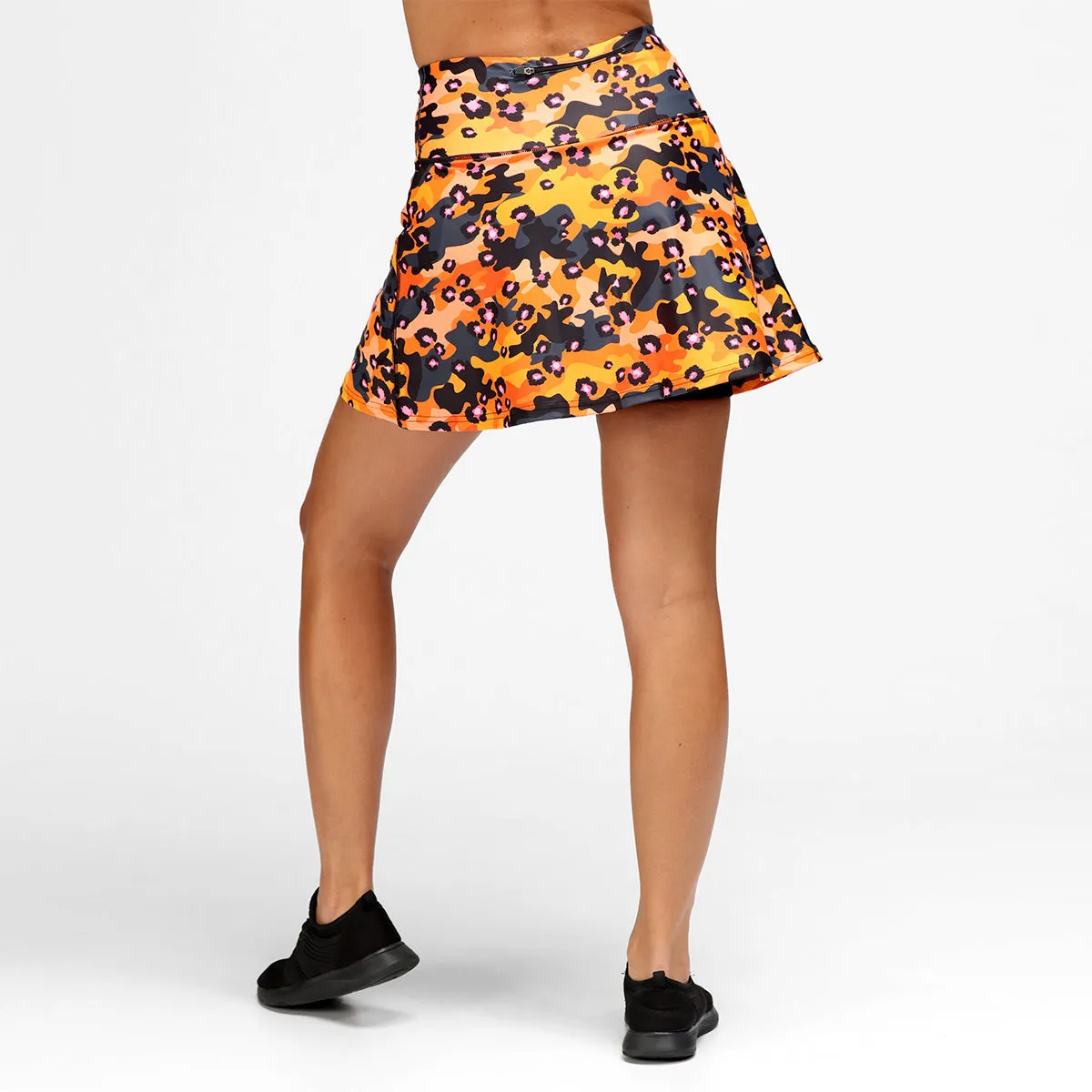 Orange Leopard Camo Skort