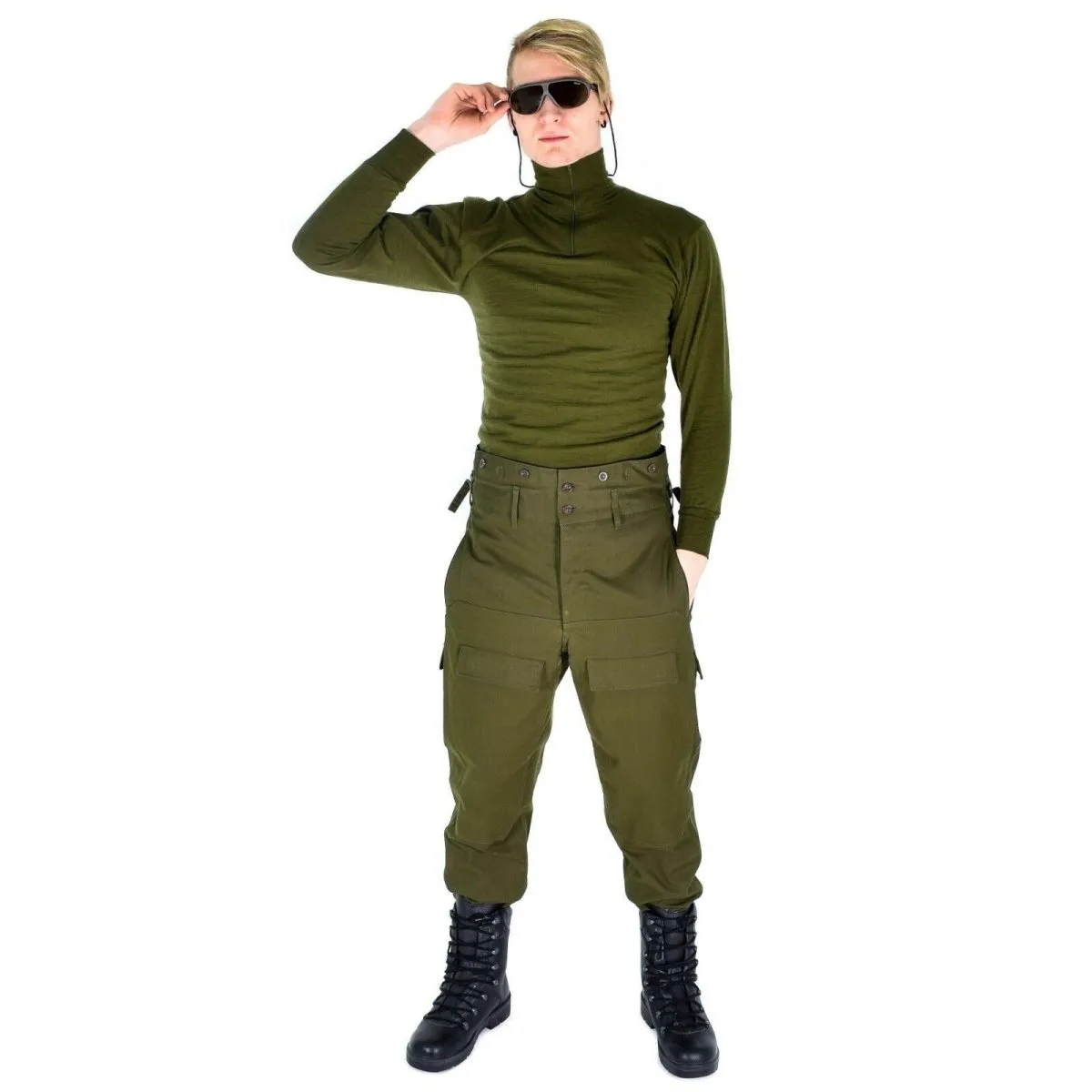 Original Italian army tricot shirt zipper Undershirt F1 thermal Green OD NEW