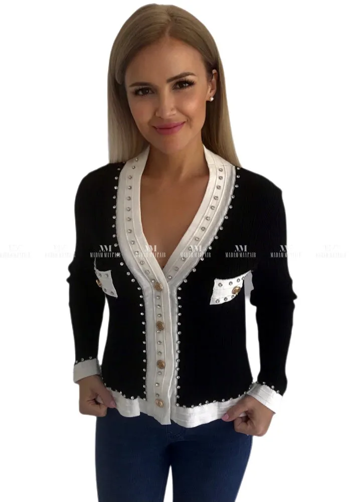Petra Jewelled Monochrome Cardigan