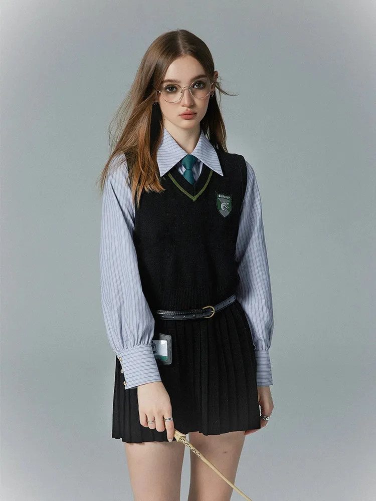 Pleated Sleeveless Knit Dress College