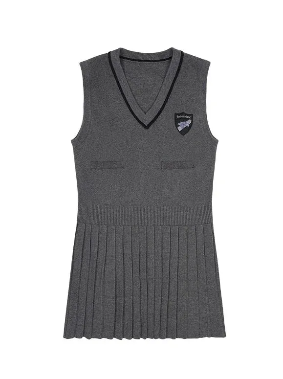Pleated Sleeveless Knit Dress College