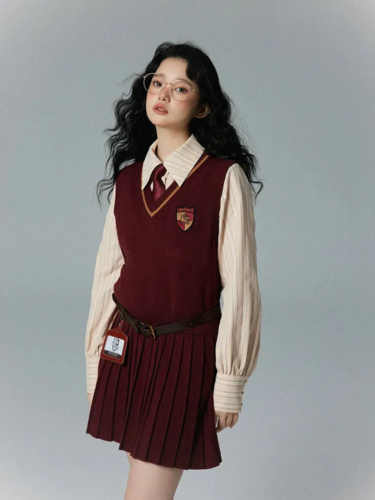 Pleated Sleeveless Knit Dress College