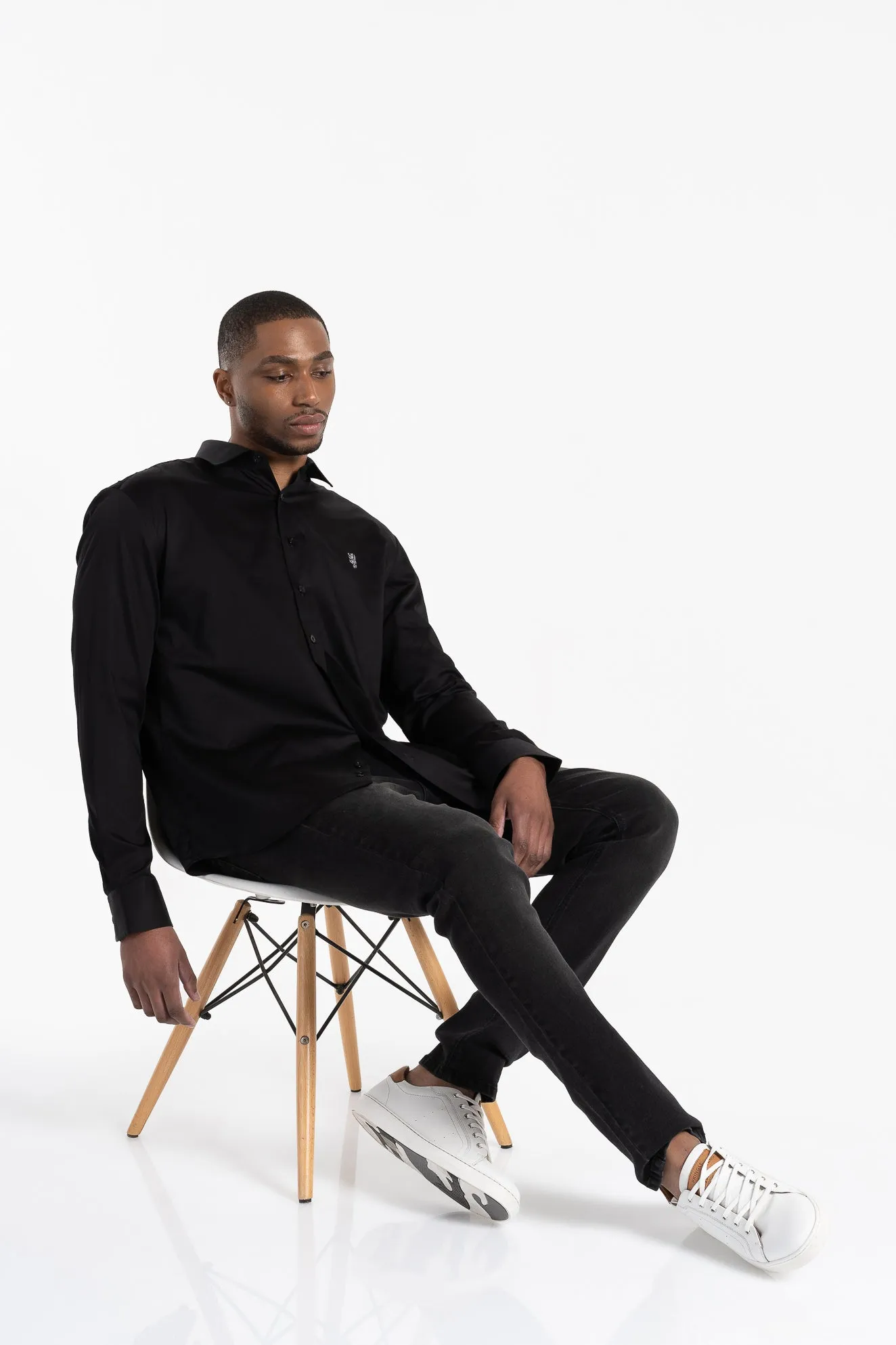 Pringle LS  Black Tailored Slim Fit Shirt