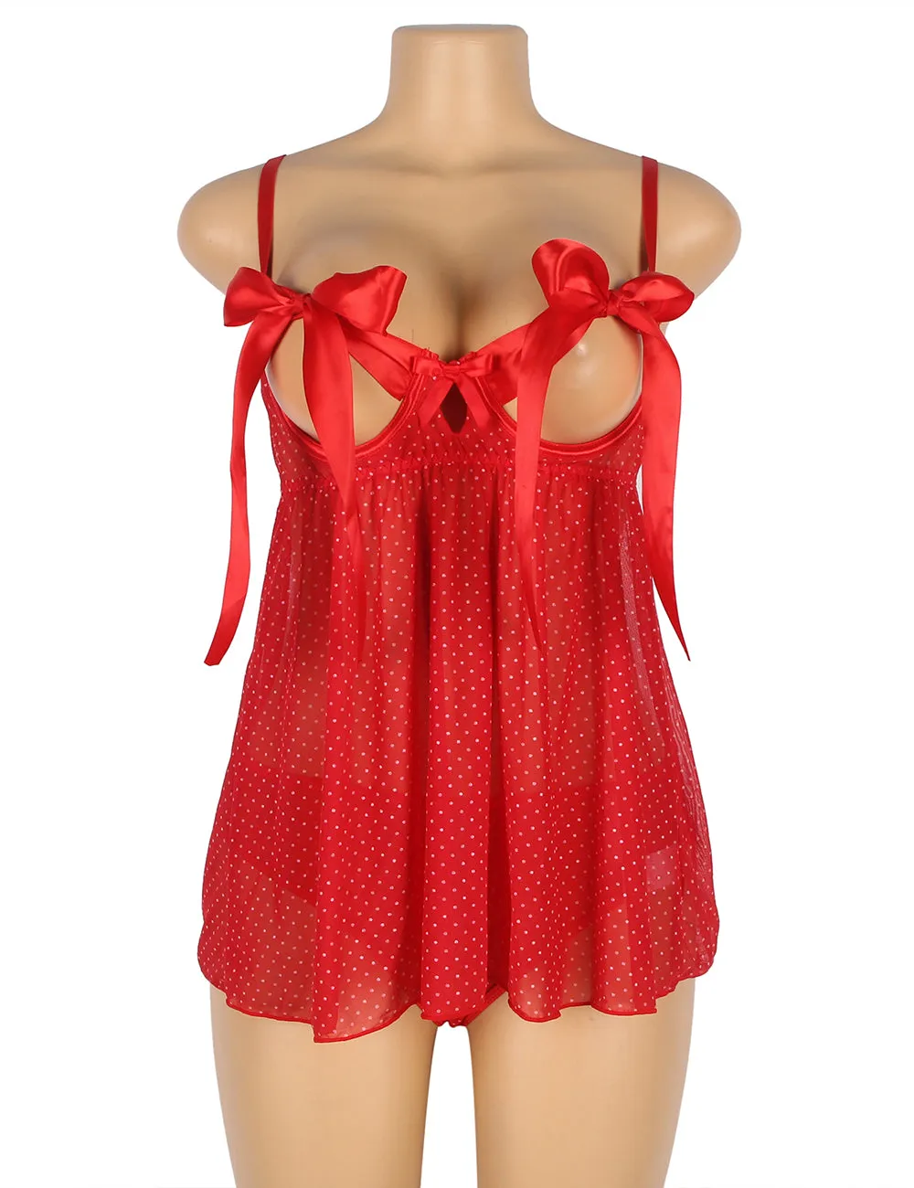 Red Sexy Egypt Silk Bow-Knot Holollow Out Bra Open Back Side Backbydoll