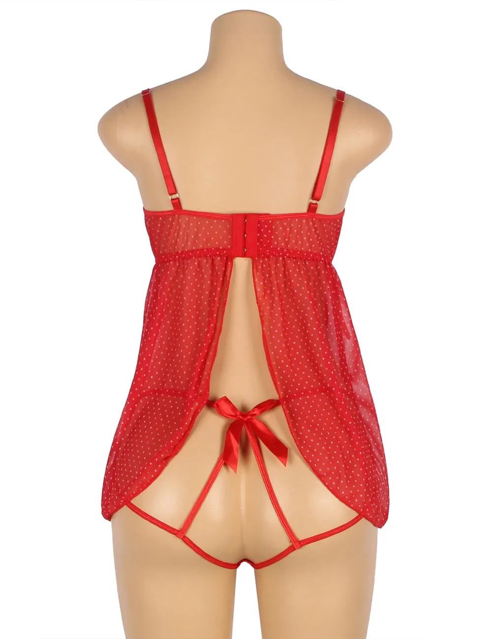 Red Sexy Egypt Silk Bow-Knot Holollow Out Bra Open Back Side Backbydoll