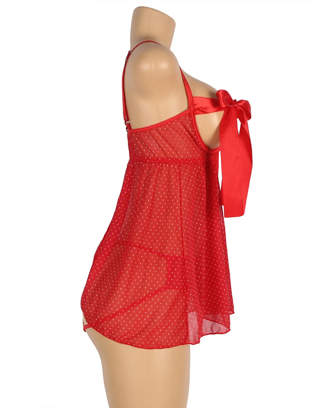 Red Sexy Egypt Silk Bow-Knot Holollow Out Bra Open Back Side Backbydoll