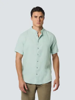 Shirt Short Sleeve Granddad Linen Solid | Mint