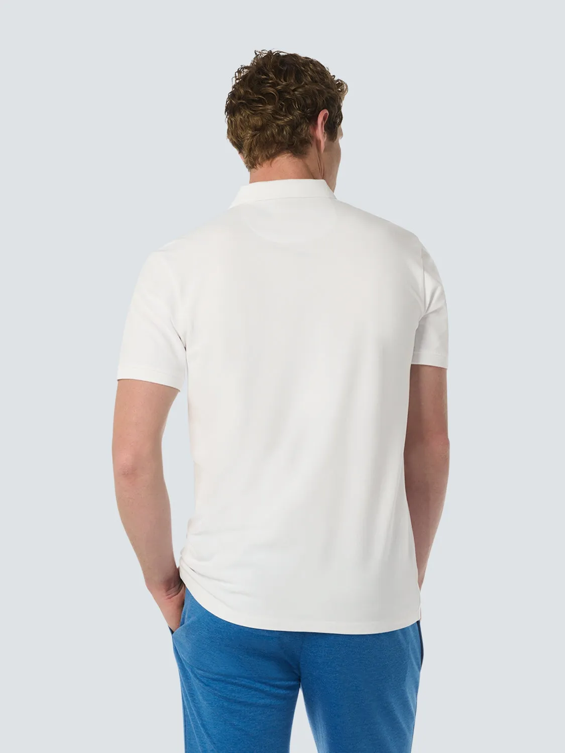 Sleek Polo Shirt with Stretch and Minimalist Design | White