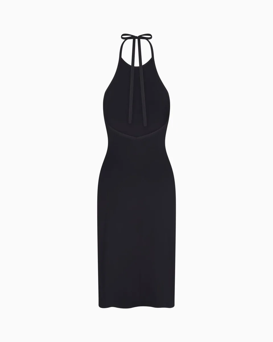 Smooth Stretch Halter Tunic | Black