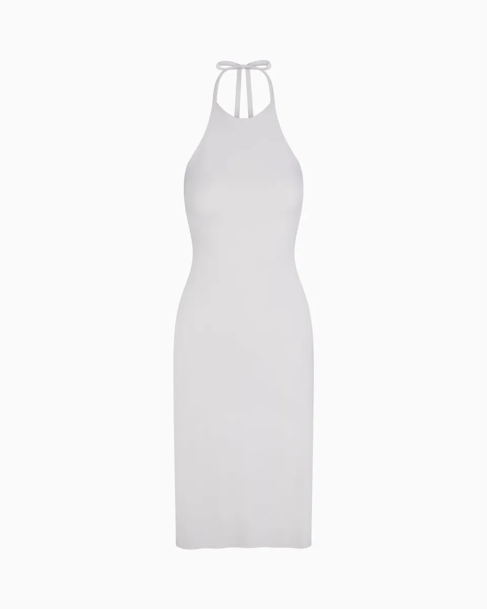 Smooth Stretch Halter Tunic | Light Grey