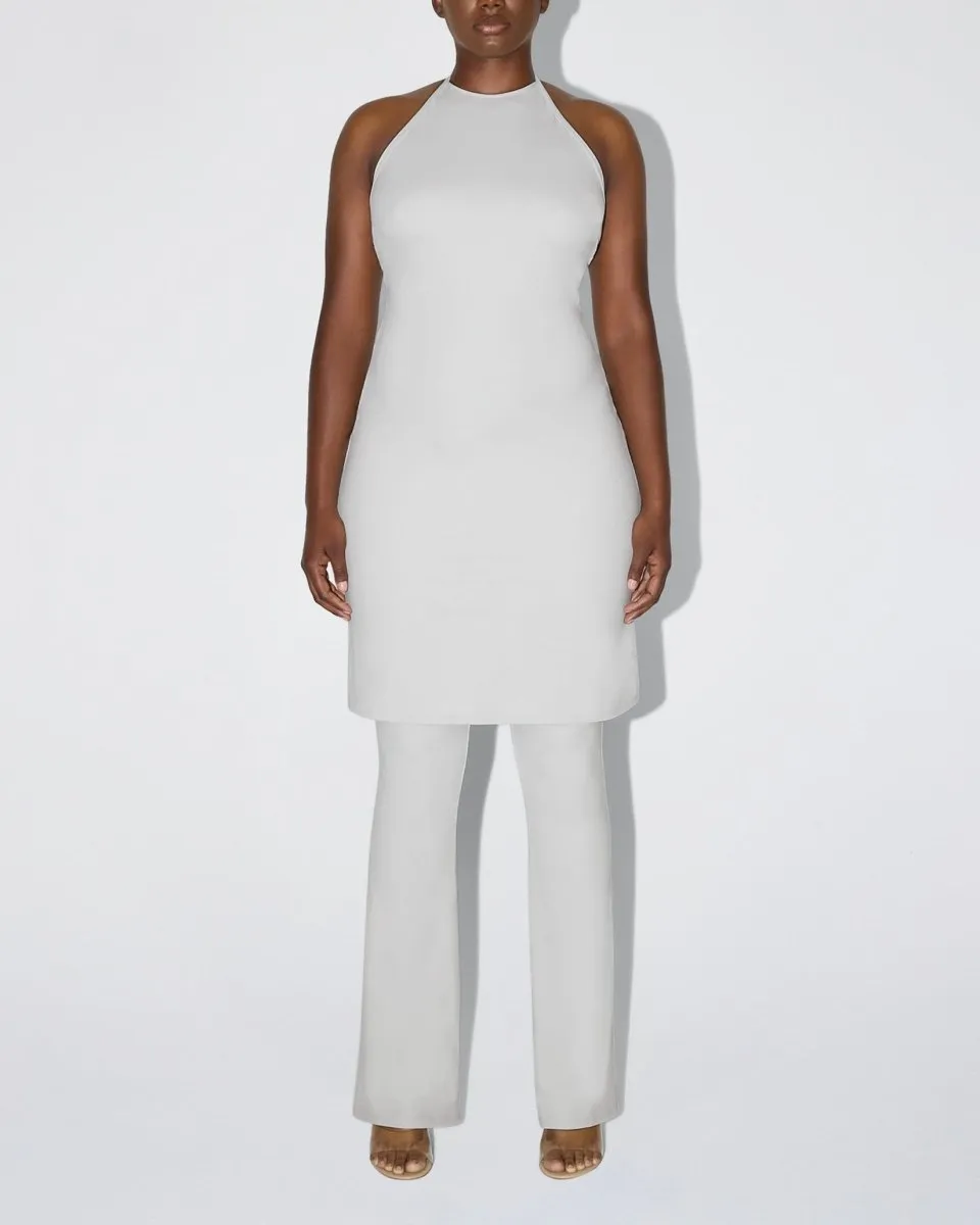 Smooth Stretch Halter Tunic | Light Grey