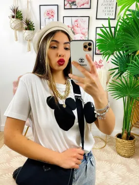 T-shirt con stampa orecchie