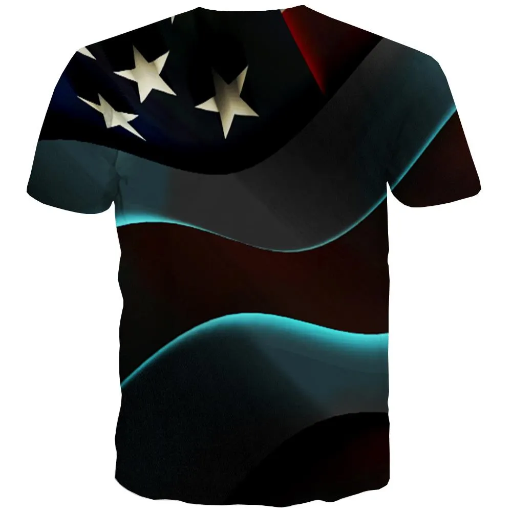 USA T-shirt Men Flag Tshirts Casual Statue Tshirt Printed Country T shirts Funny