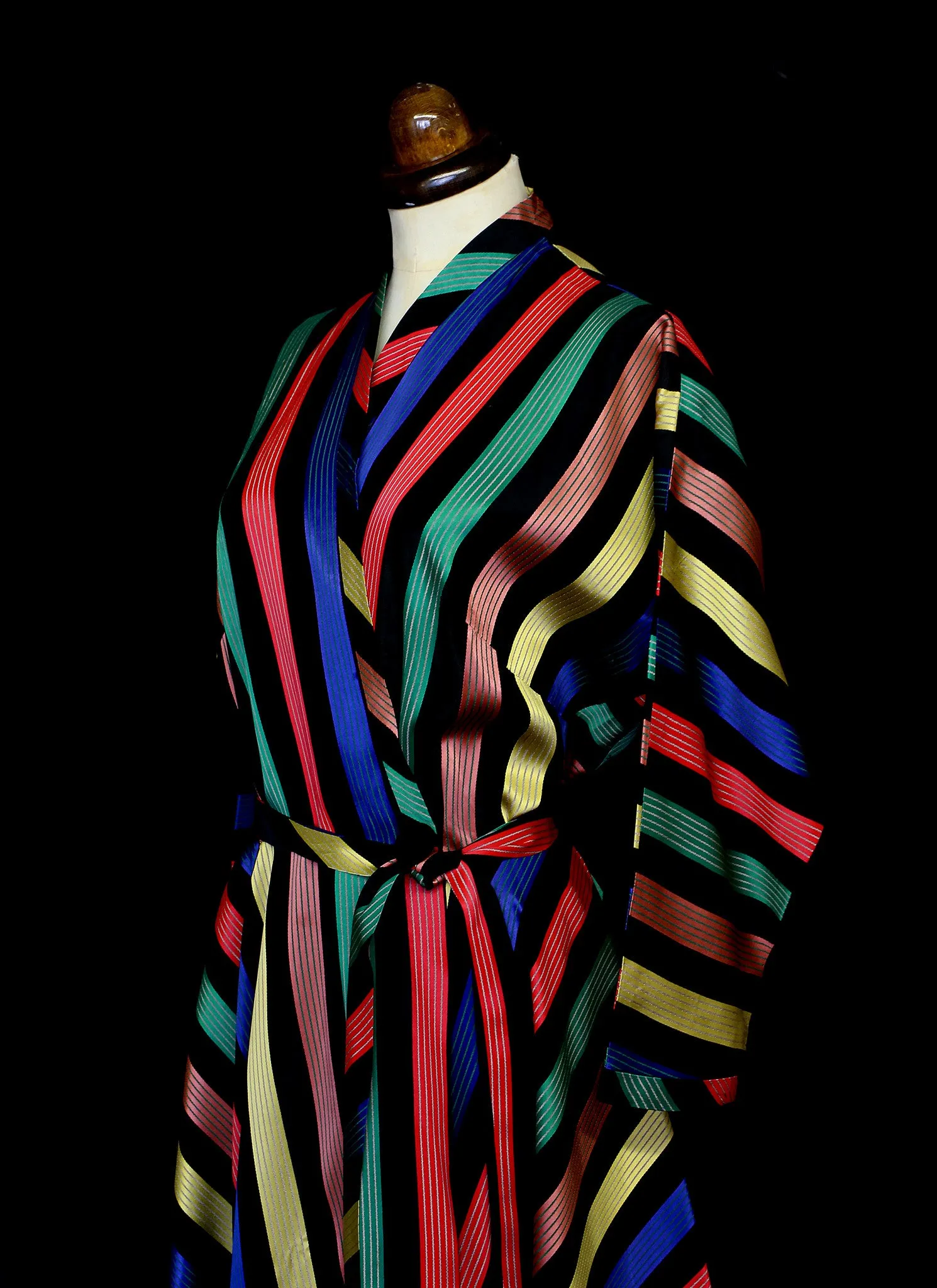 Vintage 1950s Stripe Taffeta Wrap Dress by Maxan
