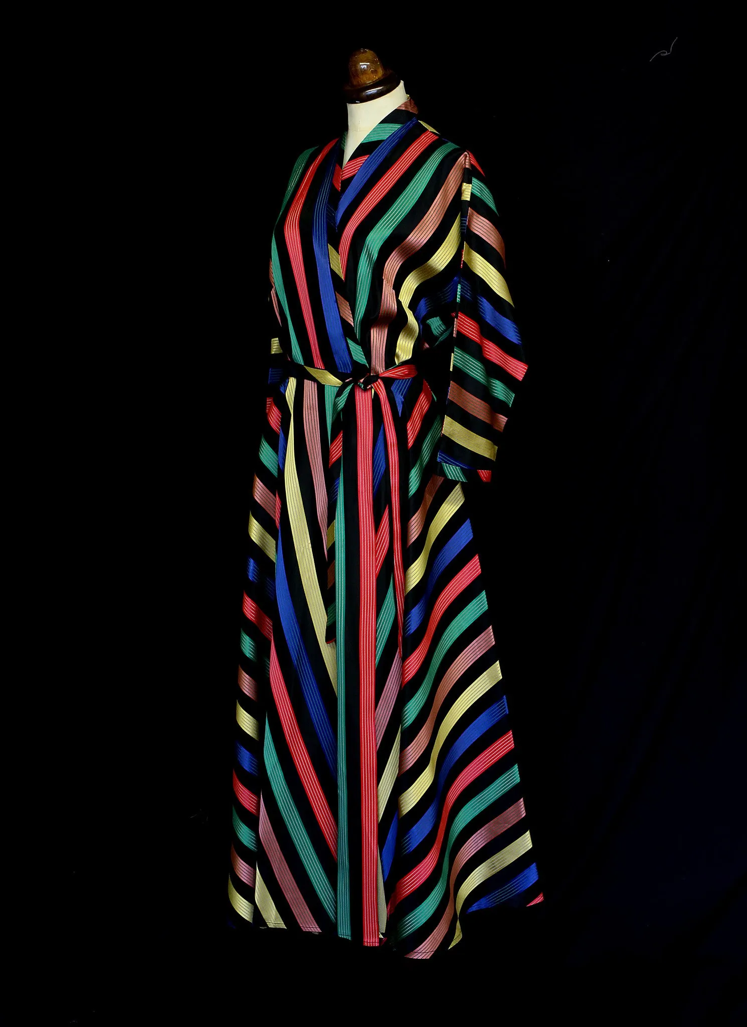 Vintage 1950s Stripe Taffeta Wrap Dress by Maxan