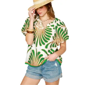 Women's Umgee Green Abstract Blouse K0005